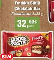 BOOMBASTİC FINDIKLI SÜTLÜ ÇİKOLATALI BAR BOOMBASTİC FINDIKLI SÜTLÜ ÇİKOLATALI BAR
